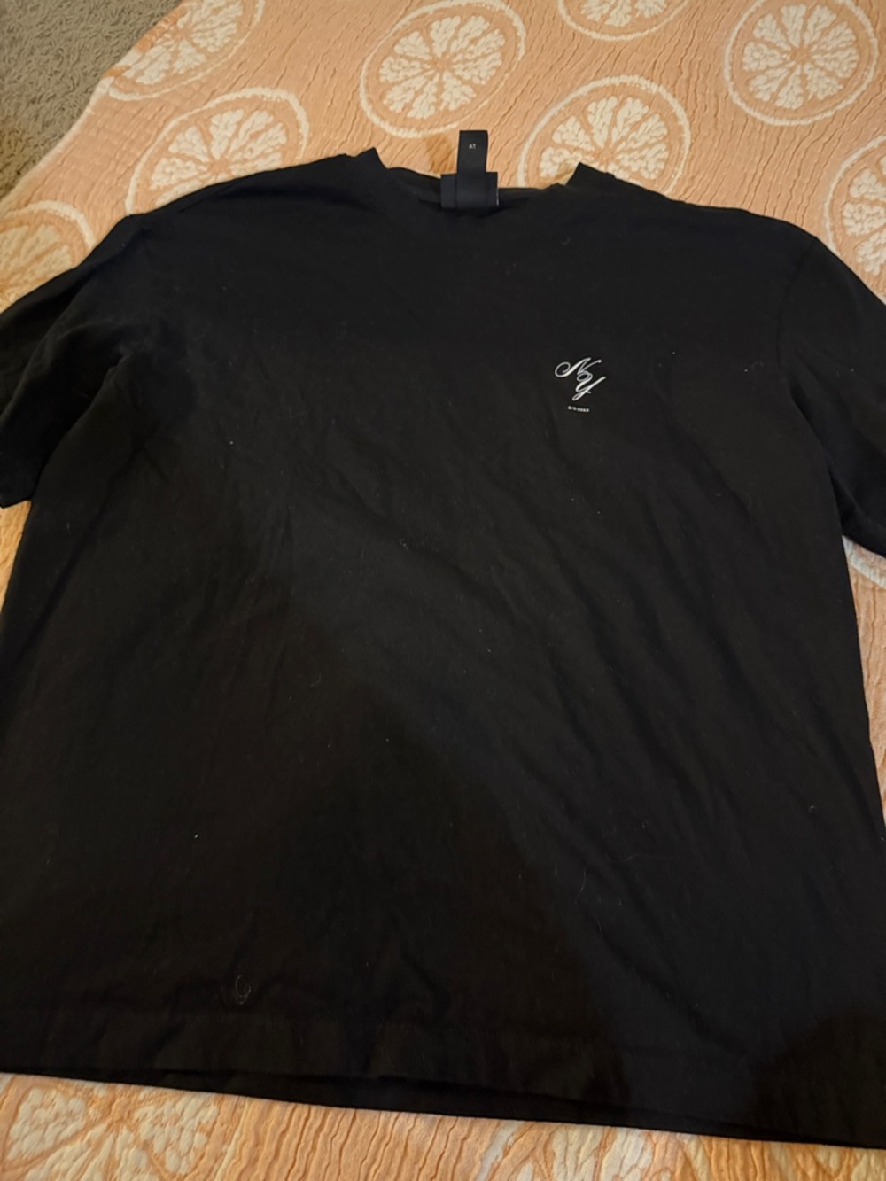H&M Black Short-Sleeve Tee with Small Script Logo